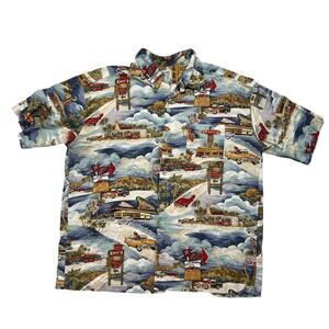 HUMMINGBIRD Aloha Surf Vintage Cars Print Button Up Shirt Size XXL Mens *READ*